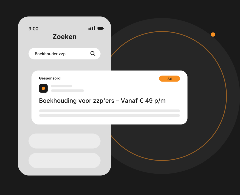 Tablet-mockup van advertentiecopy met koppen, beschrijvingen en tekstvarianten voor advertenties