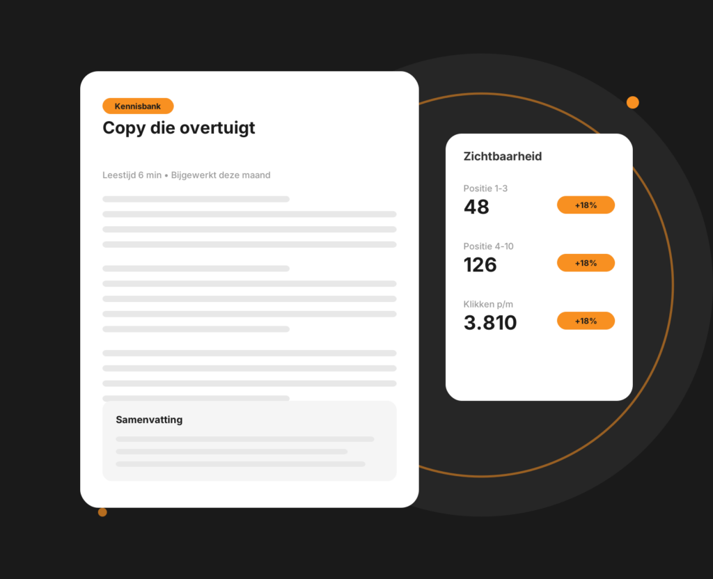 Tablet-mockup van een tekstdocument voor copywriting met koppen en advertentieteksten
