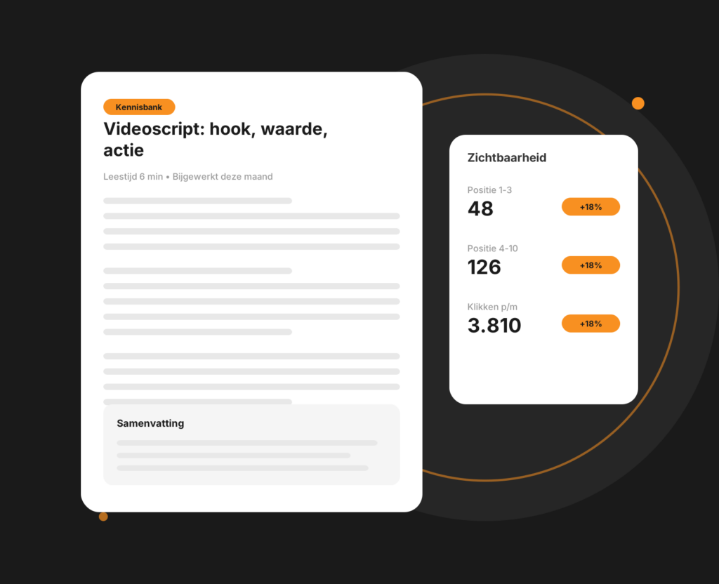 Tablet-mockup van een videoscript met scènes, tekst en aanwijzingen voor videoadvertenties